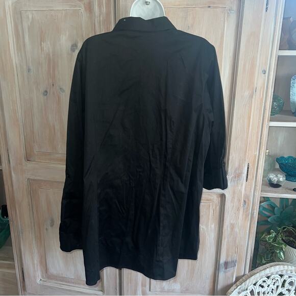 Lane Bryant Basic Black Button Down Shirt Roll up Sleeves NEW Women’s 24 - Picture 5 of 8